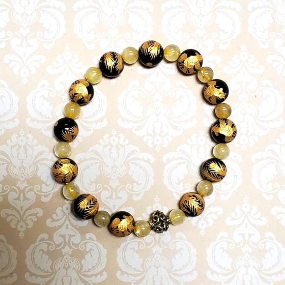 Elemental Gold Dragon Black Obsidian & Gold Gilden Rutile Crystal Master… - Picture 1 of 4